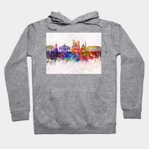 Amiens skyline in watercolor background Hoodie by PaulrommerArt